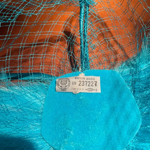 Cerulean Blue Feather Fascinator with Bow and Netting main image 4